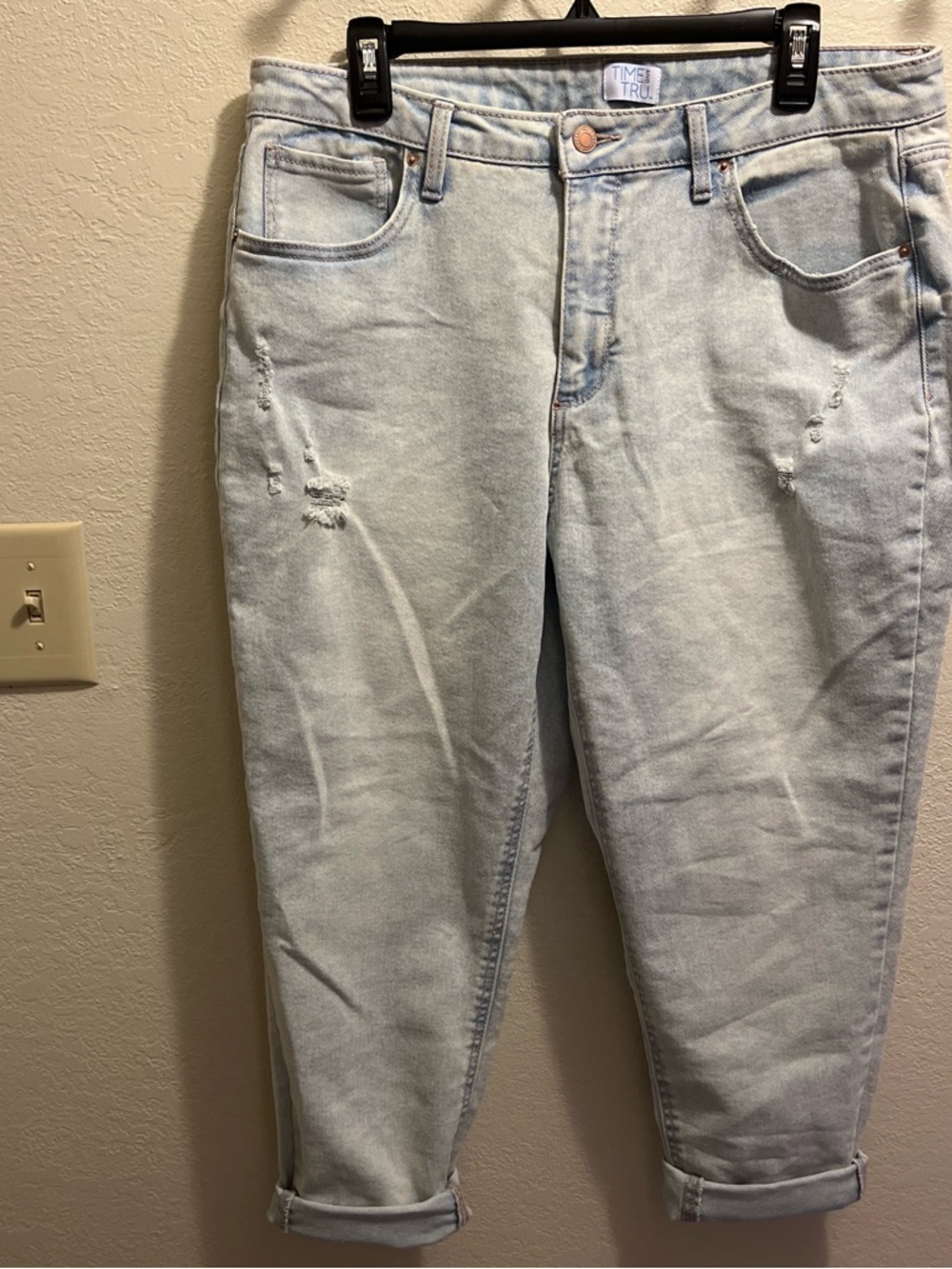 Time and Tru Light Blue Boyfriend Jeans with Cuffed Hems